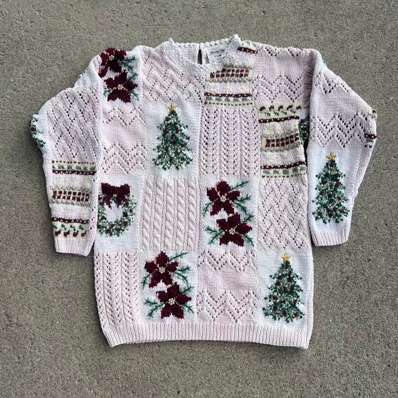 Marisa Christina Sweaters - VTG 90s Hand Knit Christmas Sweater Grandmacore Cottagecore Marisa Christina S